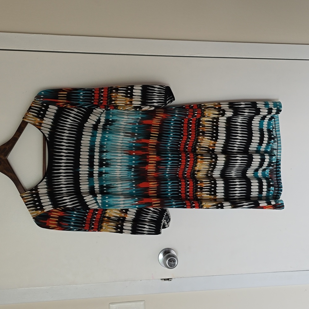 Multicolor geometric midi dress